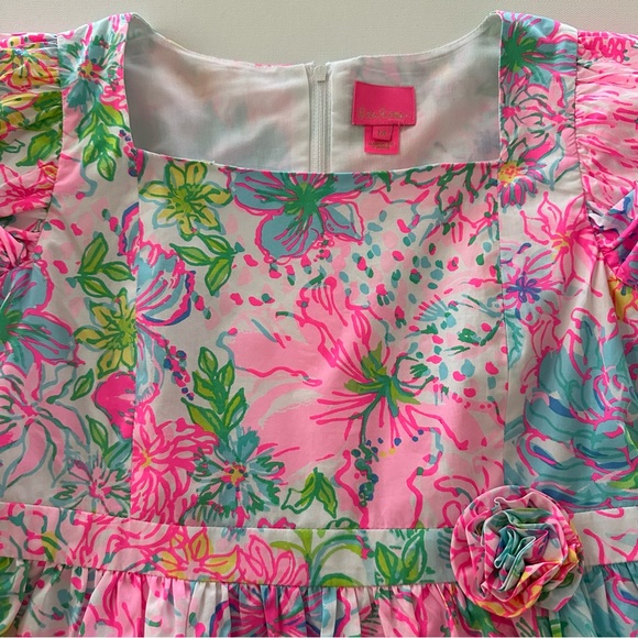 Lilly Pulitzer Girls 14 Pink Floral Dress Hibiscus Print Spring Summer - Picture 8 of 10